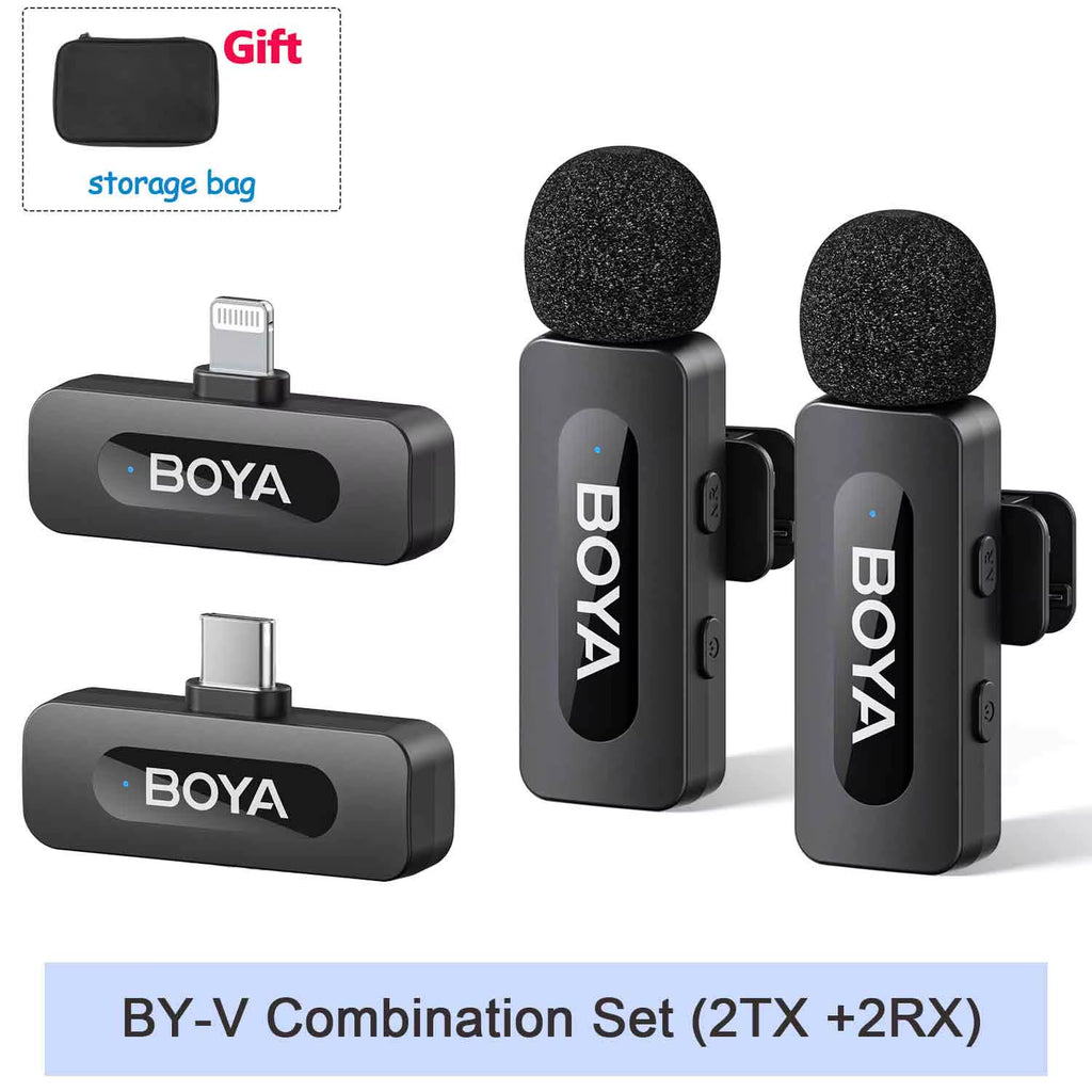 BY-V Professional Wireless Lavalier Mini Microphone for Iphone Ipad Android Live Broadcast Gaming Recording Interview Vlog
