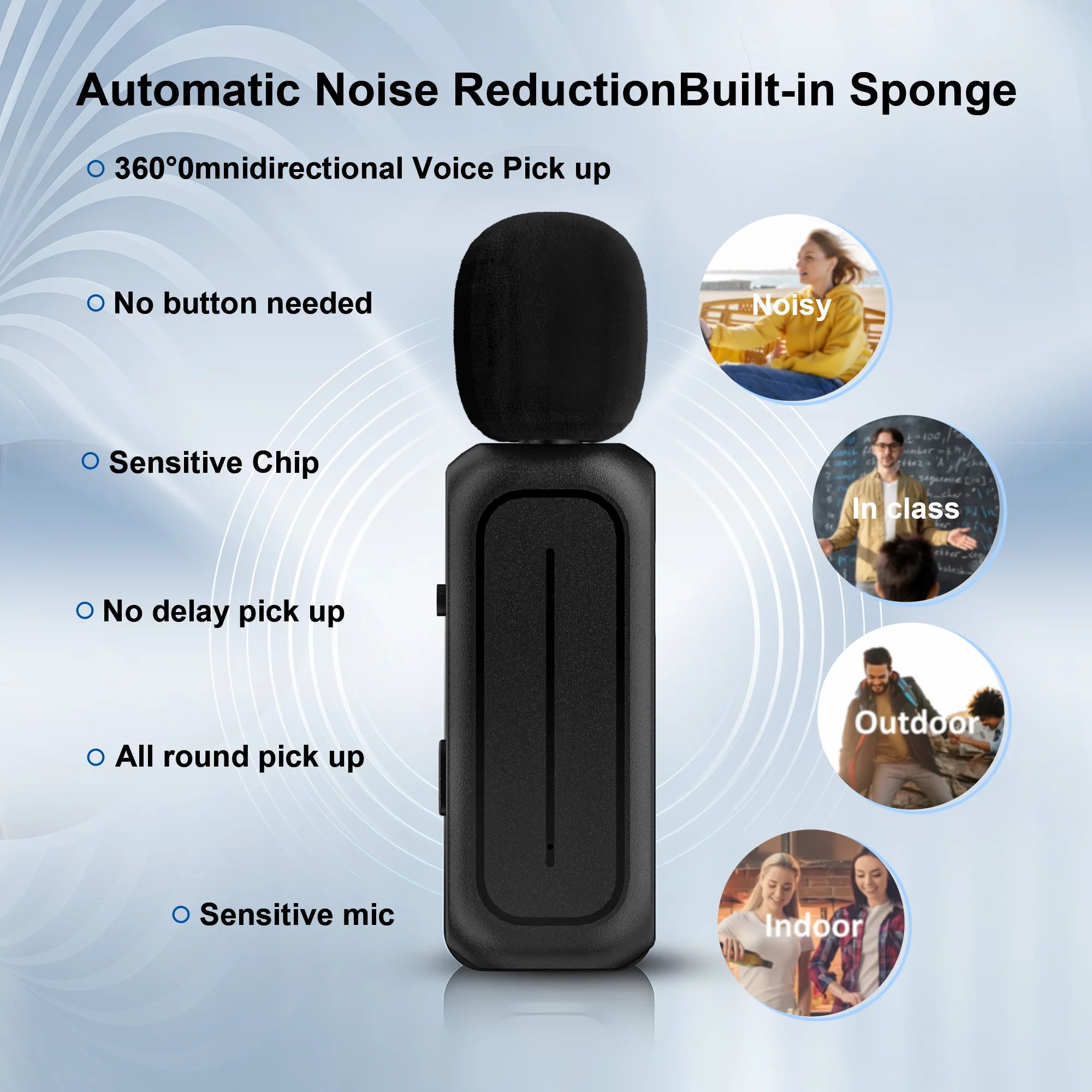 Microphone for Iphone Ipad Android Professional Wireless Lavalier Lapel Mini Microphone, Charging Case with Adapter Included Noise Reduction Plug,Podcast Microphone for Interview Video Vlog