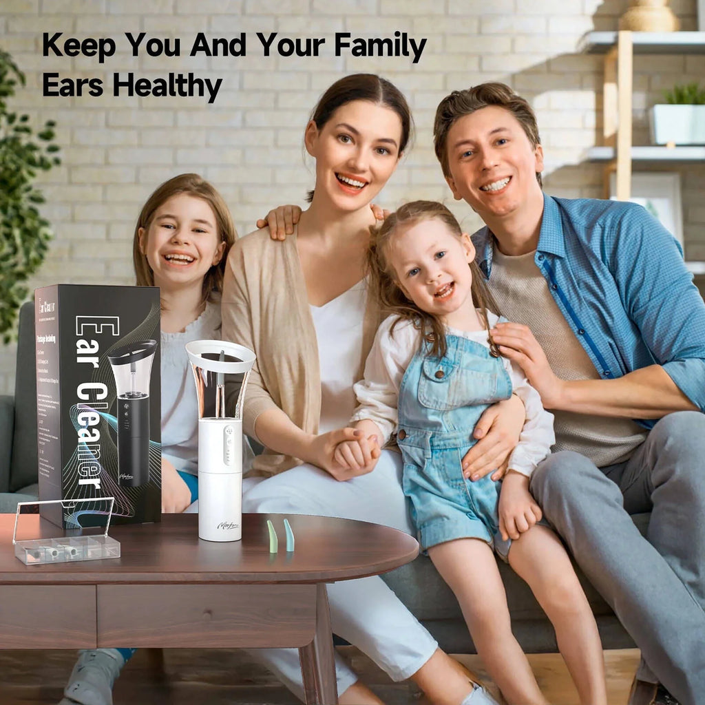 Ear Wax Removal with One-Piece Waste Tank, Ear Cleaner with Water Temperature Sensor, 4 Pressure Settings, Ear Cleaning Kit for Ear Wax Buildup & USB-C Cable, IPX6, White