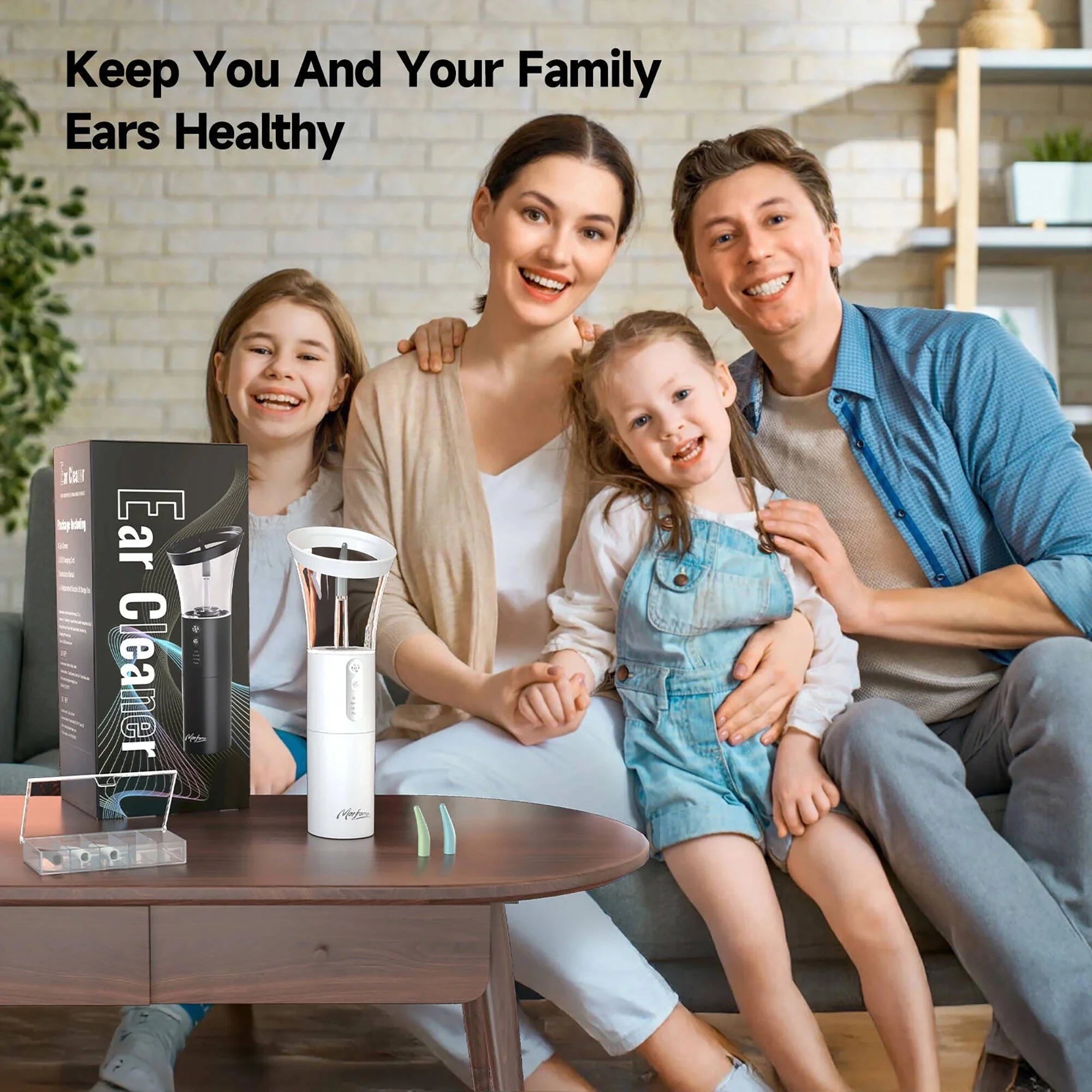 Ear Wax Removal with One-Piece Waste Tank, Ear Cleaner with Water Temperature Sensor, 4 Pressure Settings, Ear Cleaning Kit for Ear Wax Buildup & USB-C Cable, IPX6, White