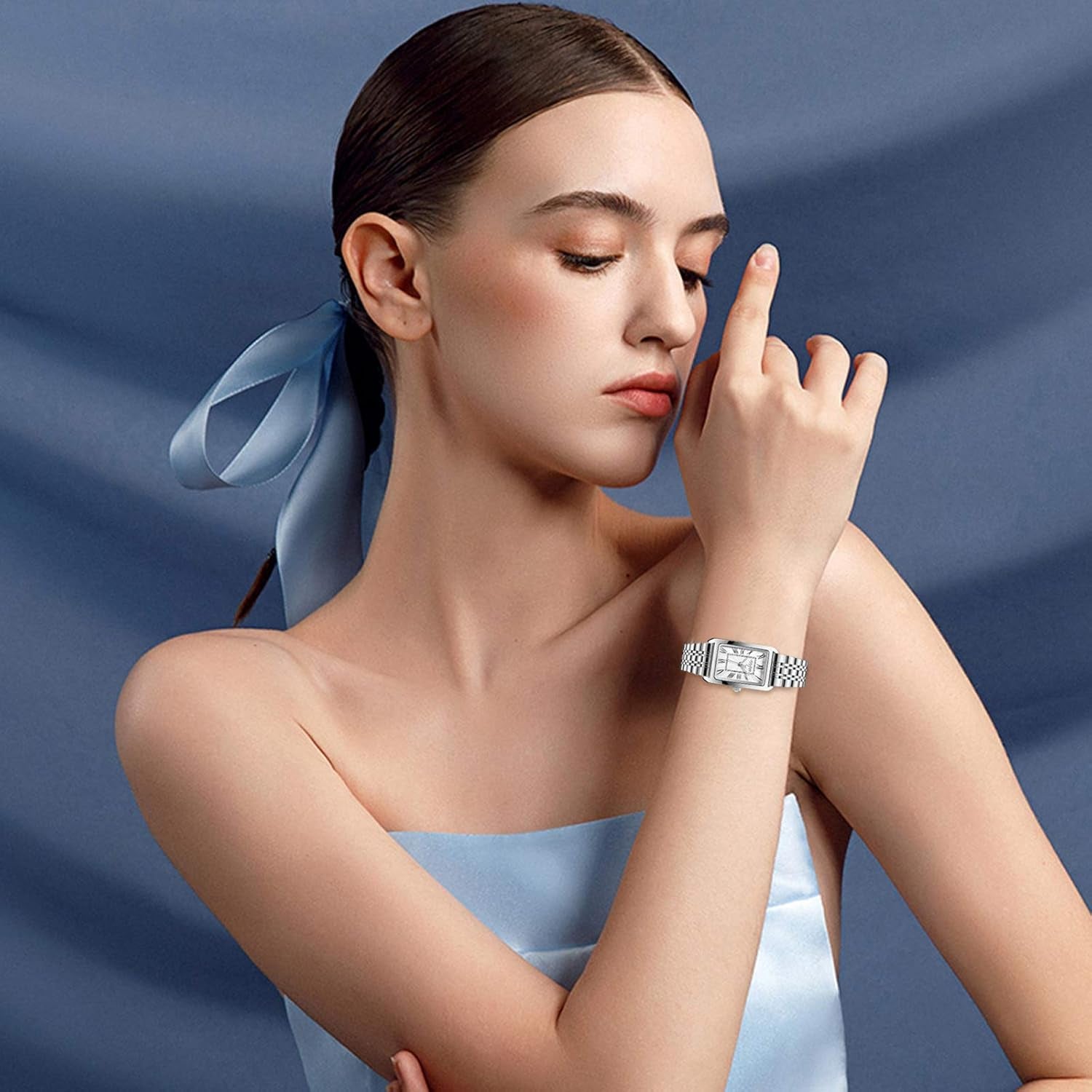 Fashion Women Watches Analogue Quartz Watch Minimalist Dial with Stainless Steel Strap Waterproof Elegant Wrist Watch for Ladies