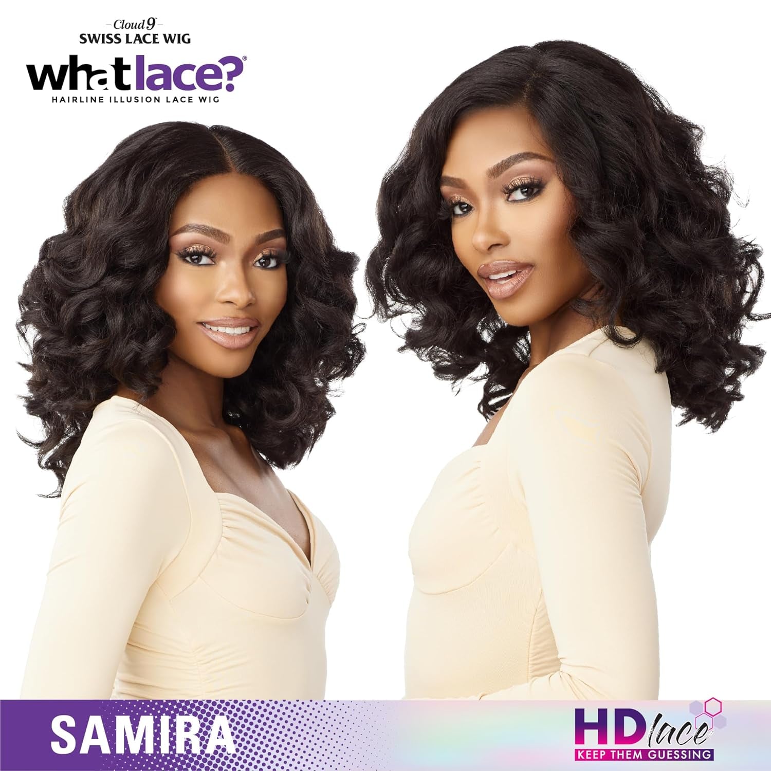 What Lace 13X6 Wigs - Samira Lacefrontal Hand Tied Glueless Synthetic with Natural Density Preplucked Hairline (BALAYAGEGOLD)