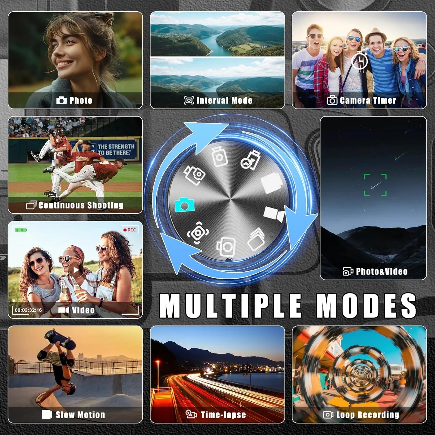 64MP 5K Autofocus Digital Camera with Wifi and App Control, 16X Zoom, Anti-Shake, and Flash – Compact Vlogging and Travel Camera with SD Card and 2 Batteries