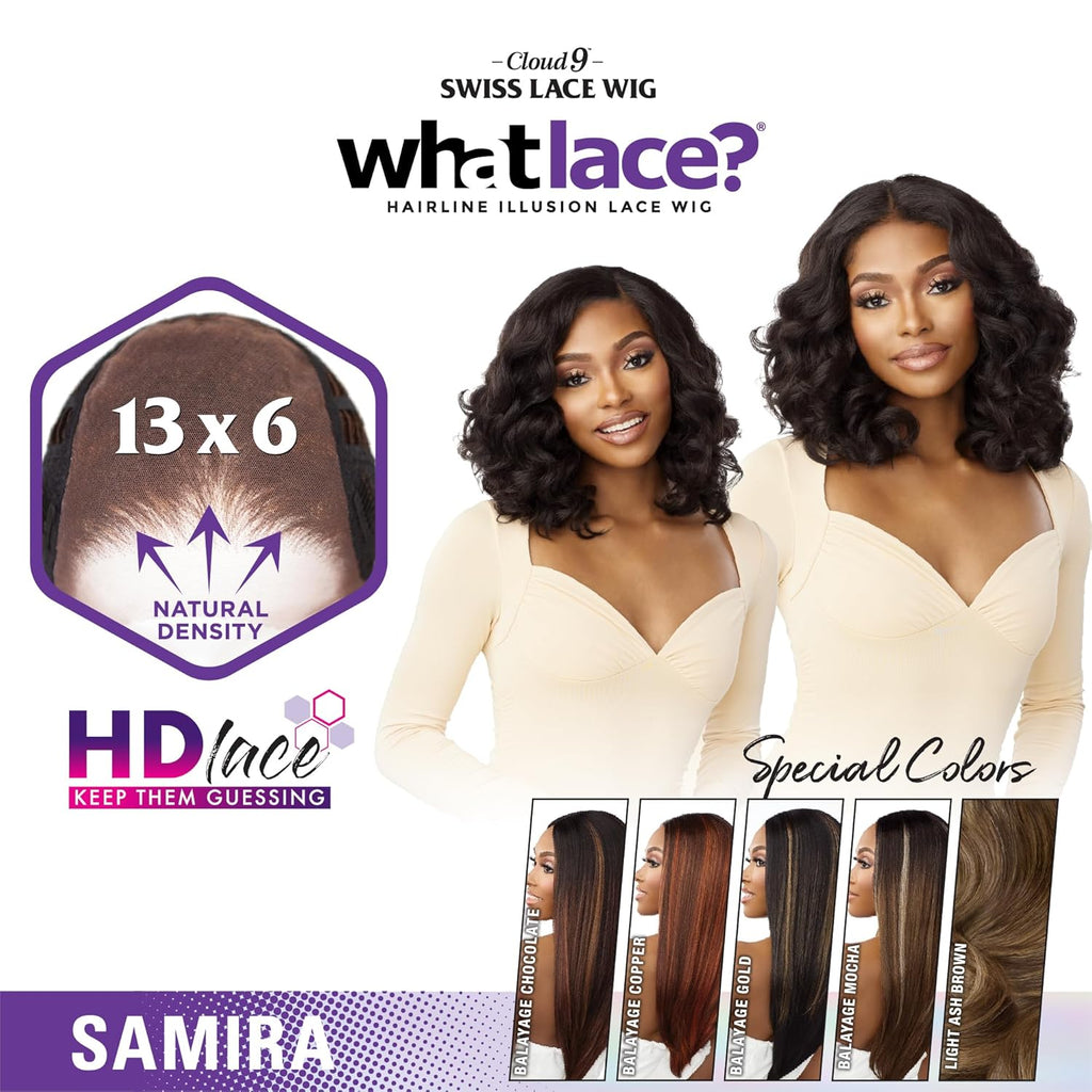 What Lace 13X6 Wigs - Samira Lacefrontal Hand Tied Glueless Synthetic with Natural Density Preplucked Hairline (BALAYAGEGOLD)