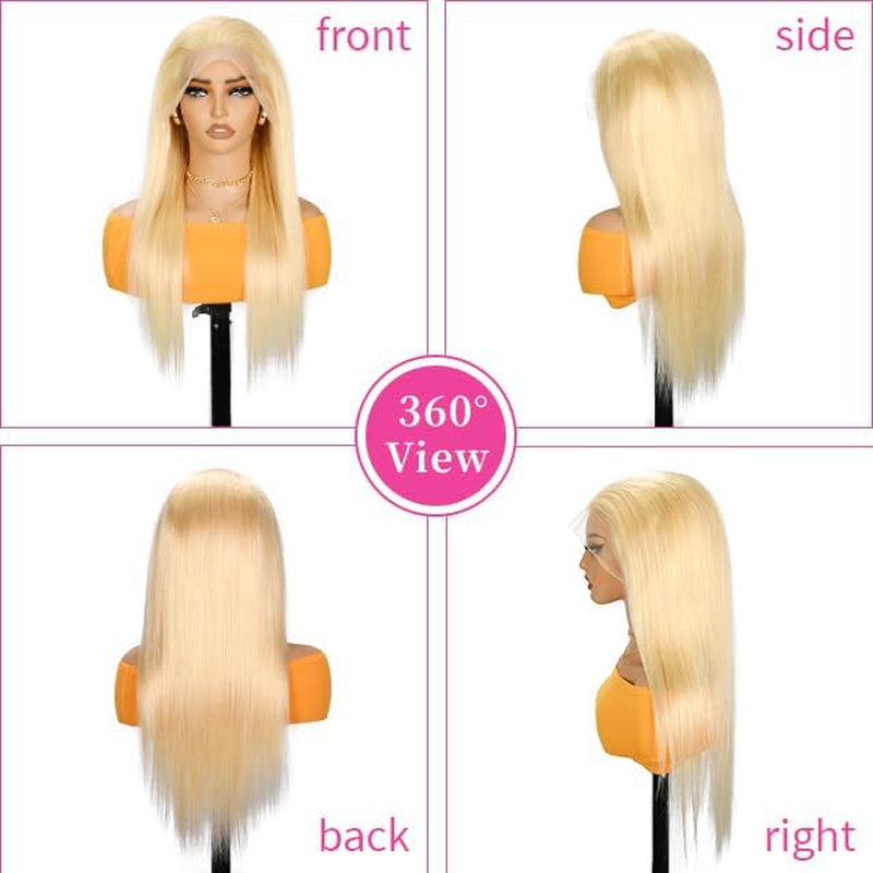 613 Lace Front Wig Human Hair 13X4 HD Transparent Lace Front Wigs Human Hair 180% Density Blonde Glueless Wigs Human Hair 613 HD Straight Lace Frontal Wigs Human Hair Pre Plucked (34 INCH)