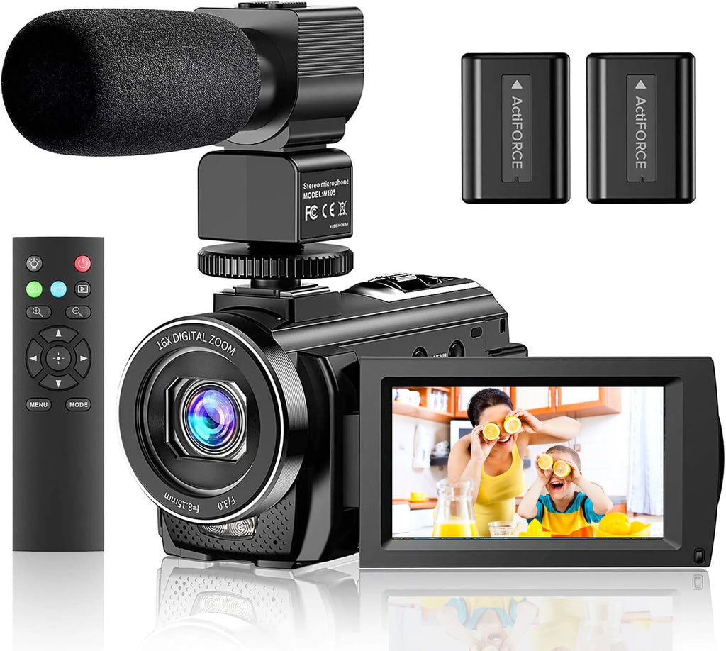 Video Camera Camcorder FHD 1080P 30FPS 16X Digital Zoom Vlog Camera for Youtube 3.0 Touch Screen with Microphone