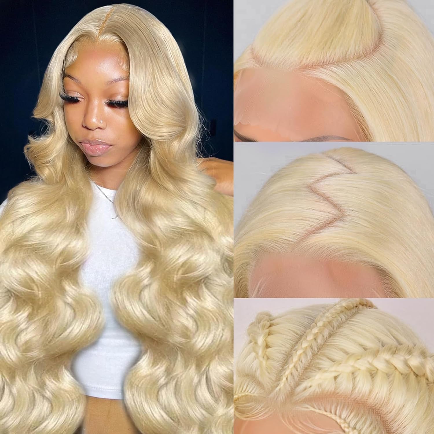 613 13X6 Lace Front Wig Human Hair 28 Inch Blonde Wig Human Hair 200 Density 613 HD Lace Frontal Wig 13X6 Body Wave Blonde Lace Front Wigs Human Hair Pre Plucked with Baby Hair for Women