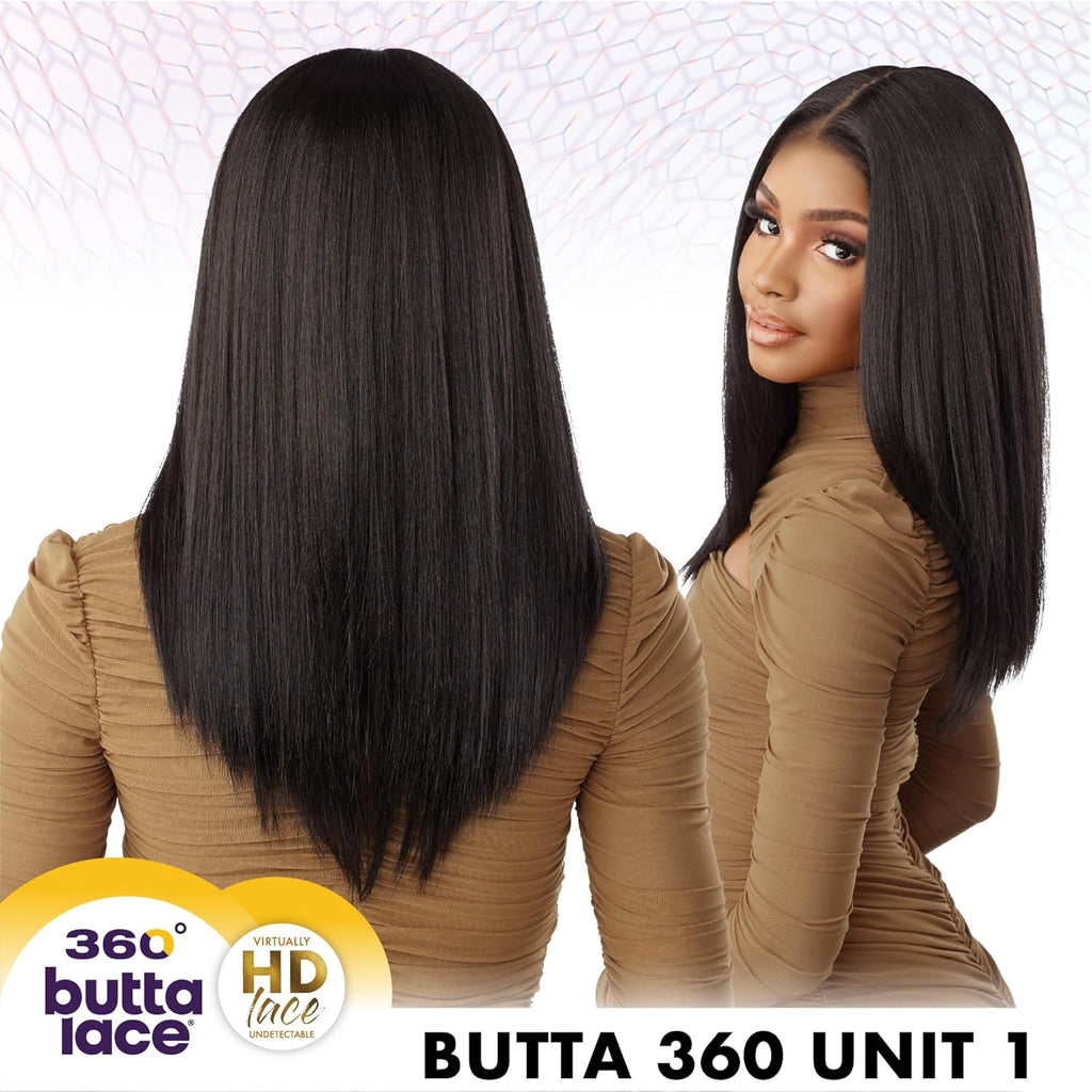 Butta 360 Lace Wigs - Unit 1 Wider Parting 360 Degree Lace Glueless Synthetic Preplucked Hairline (BABYLIGHTSCINNAMON)