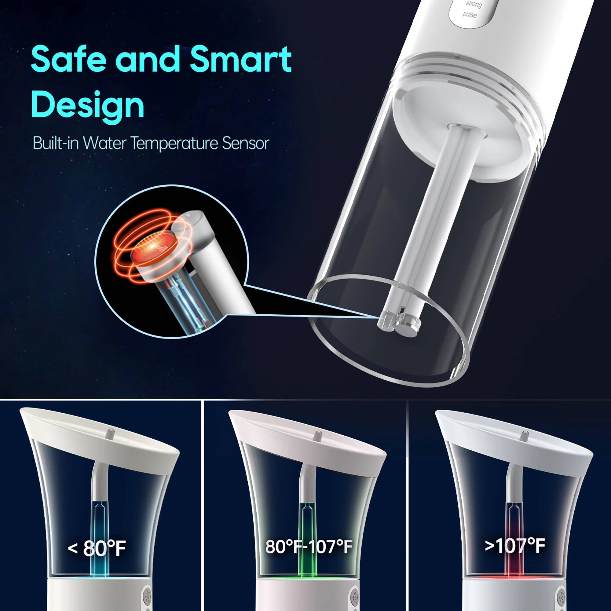 Ear Wax Removal with One-Piece Waste Tank, Ear Cleaner with Water Temperature Sensor, 4 Pressure Settings, Ear Cleaning Kit for Ear Wax Buildup & USB-C Cable, IPX6, White