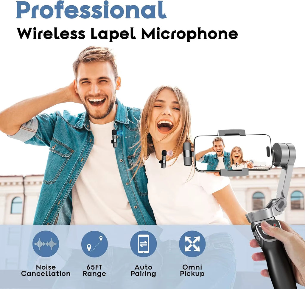 Professional Wireless Lavalier Lapel Microphone for Iphone Android Recording Mic for Interview Video Podcast Vlog Youtube