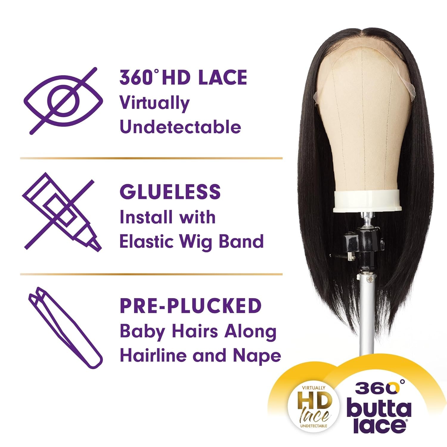 Butta 360 Lace Wigs - Unit 1 Wider Parting 360 Degree Lace Glueless Synthetic Preplucked Hairline (BABYLIGHTSCINNAMON)
