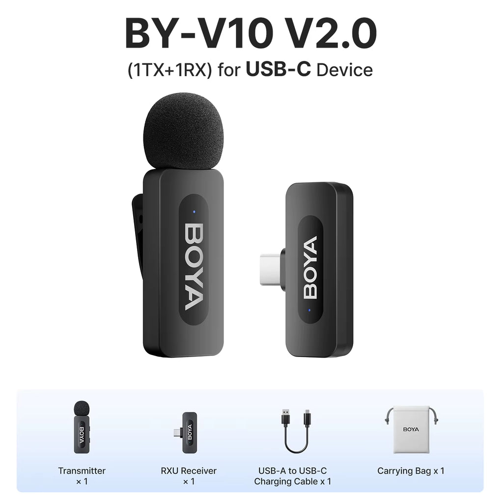 BY-V Professional Wireless Lavalier Mini Microphone for Iphone Ipad Android Live Broadcast Gaming Recording Interview Vlog