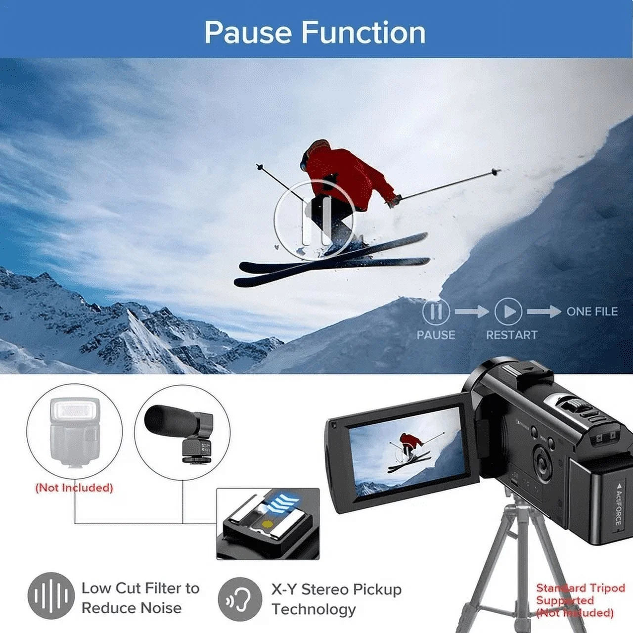 Video Camera Camcorder FHD 1080P 30FPS 16X Digital Zoom Vlog Camera for Youtube 3.0 Touch Screen with Microphone
