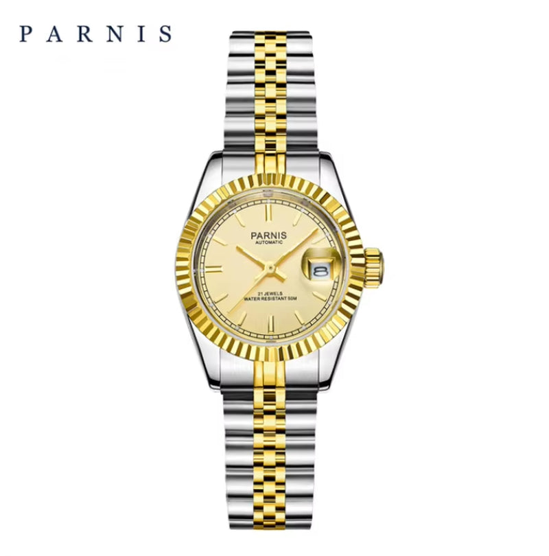 36Mm Mens Automatic Watch Miyota 821A 6T51 Luxury 5ATM Gold/Black/Silver Dial Unisex Sapphire Glass Date Solid Bracelet