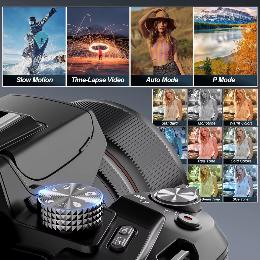 5K Digital Cameras for Photography 16X Optical Zoom Camera with Wifi & App Control, Vlogging Camera with 180°Flipable Screen