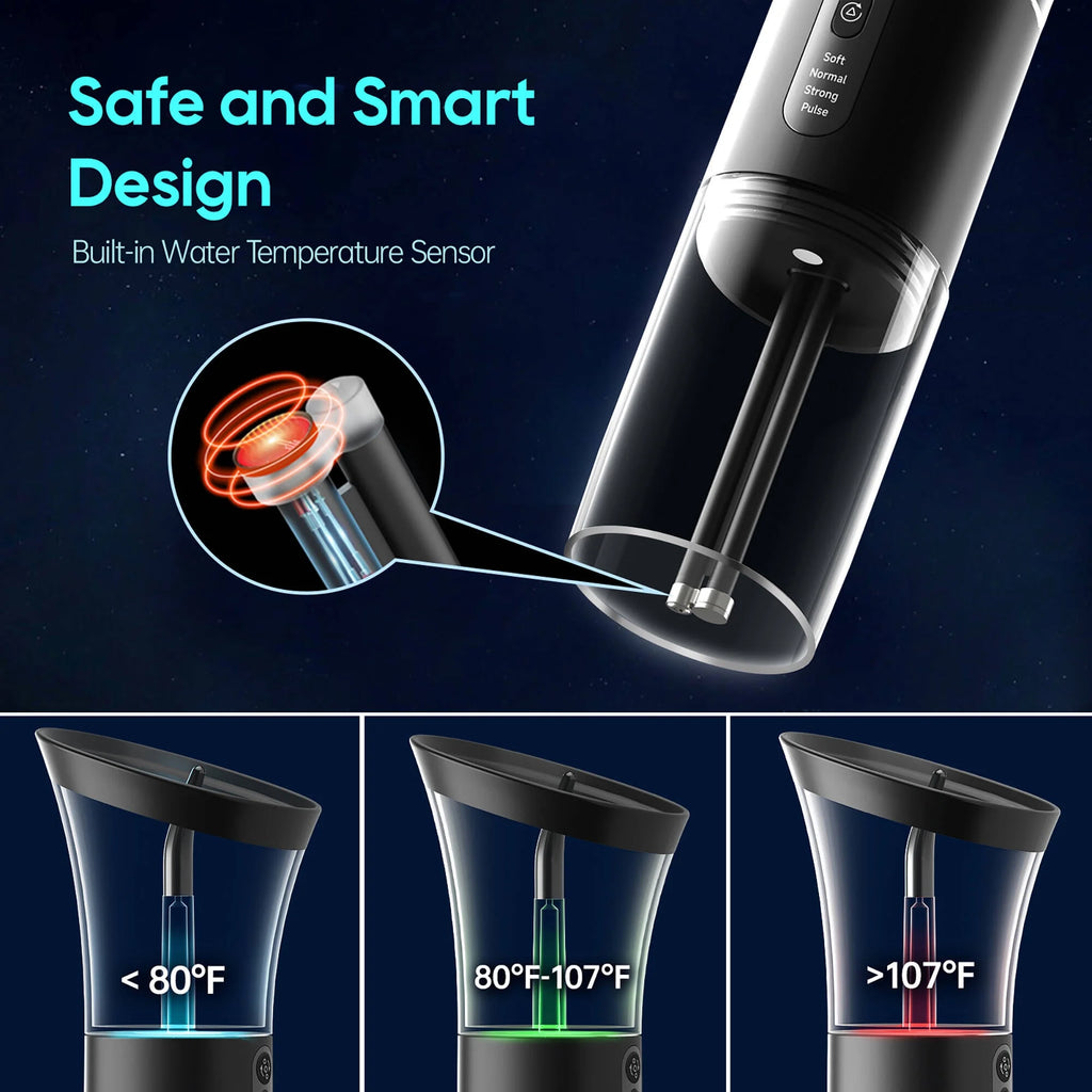 Ear Wax Removal with One-Piece Waste Tank, Ear Cleaner with Water Temperature Sensor, 4 Pressure Settings, Ear Cleaning Kit for Ear Wax Buildup & USB-C Cable, IPX6, Black