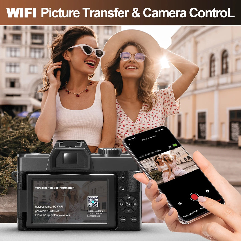5K Digital Camera for Photography,48Mp Autofocus Vlogging Camera for Youtube with 32GB TF Card