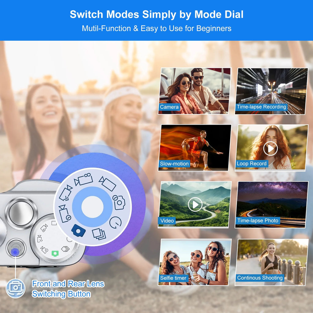 5K Digital Camera for Photography Wifi Autofocus 48MP Vlogging Camera for Youtube 16X Digital Zoom with Front and Rear Cameras with 32GB SD Card