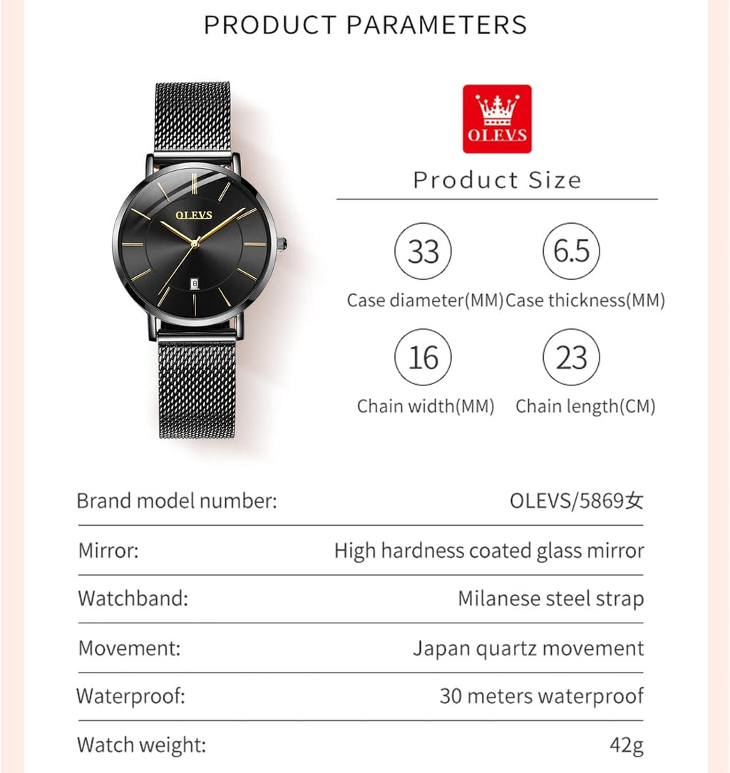 Watch Women Mesh Watches for Women with Date Analog Quartz Ladies Watches Classic Dress Womens Wristwatch Waterproof （Blue/Black/White Face）