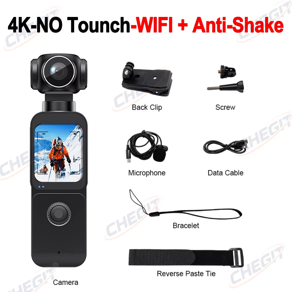 1.69" 4K/5K Ultra WIFI or Touch Screen Pocket Action Camera 270° Vlog Mini Sports Cam Helmet Travel Bicycle Driver Recorder