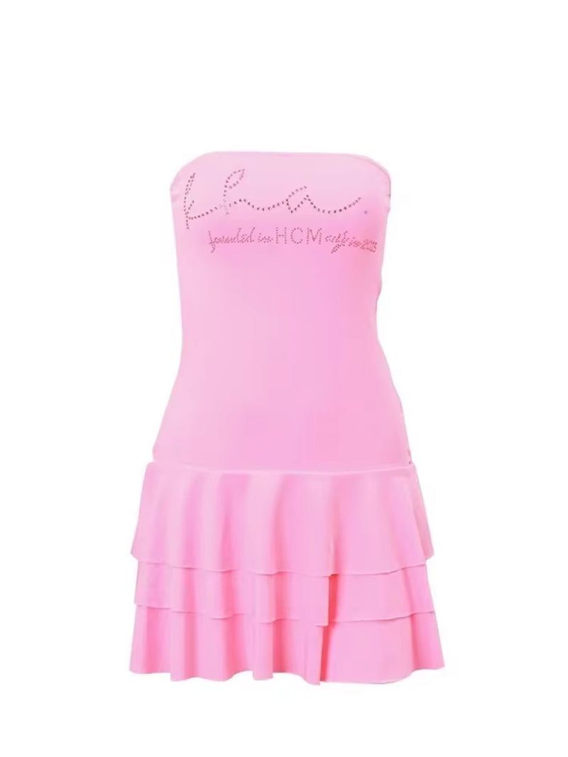 Mini Clothing for Women Dress Hot Club Outfits Dress Sexi Night Streetwear Summer Strapless Tiered Bodycon Vestidos De Mujer