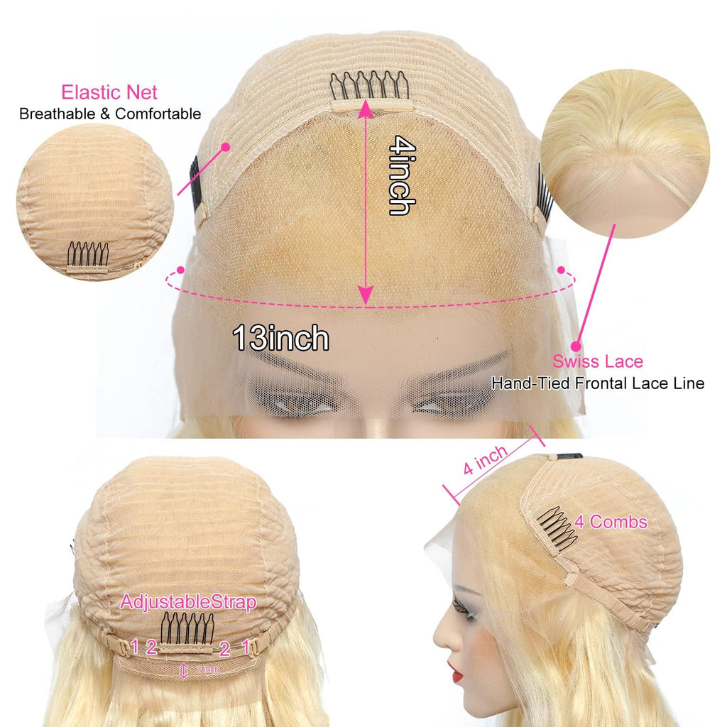 613 Lace Front Wig Human Hair 13X4 HD Transparent Lace Front Wigs Human Hair 180% Density Blonde Glueless Wigs Human Hair 613 HD Straight Lace Frontal Wigs Human Hair Pre Plucked (34 INCH)
