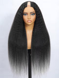 Kinky Straight U Part Human Hair Wig 12A Upgraded Glueless Full Head Clip in U Part Wigs for Women 22 Inch