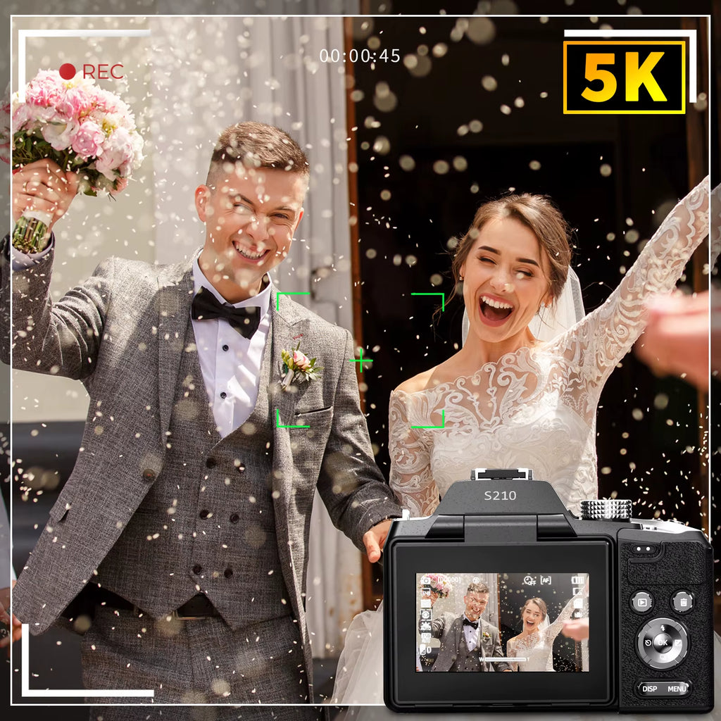 5K&64MP Digital Cameras for Photography, 16X Optical Zoom Camera with Wifi & App Control, Vlogging Camera with Auto Focus