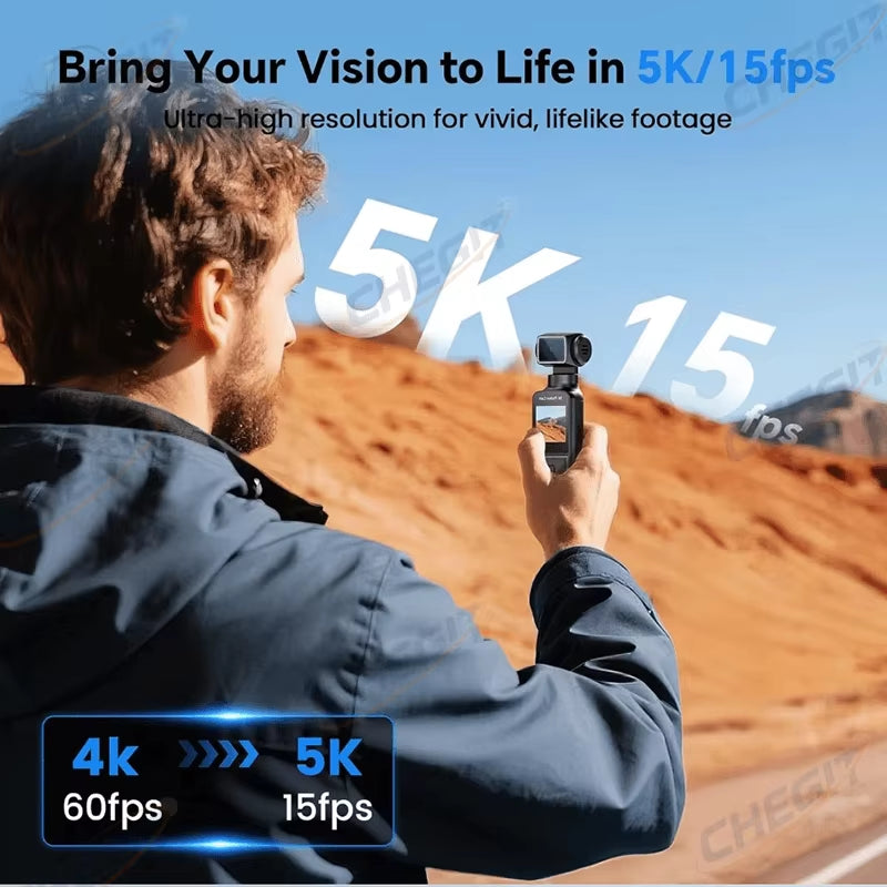 1.69" 4K/5K Ultra WIFI or Touch Screen Pocket Action Camera 270° Vlog Mini Sports Cam Helmet Travel Bicycle Driver Recorder