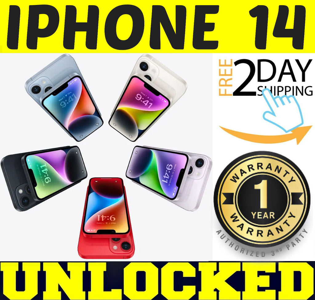 APPLE IPHONE 14 - 128GB 256GB (FACTORY UNLOCKED) 100% BATTERY ⚫⚪🔴🔵 ✤SEALED✤