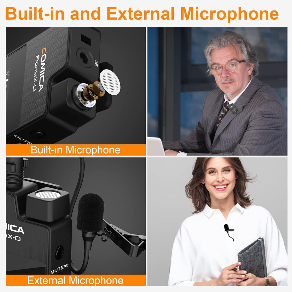 Boomx-D1 - Wireless Microphone System for Cameras, Camcorders, Smartphones, Laptops, Compact Wireless Lavalier Lapel Microphone with Noise Reduction, Low Latency, Monitoring, Muting