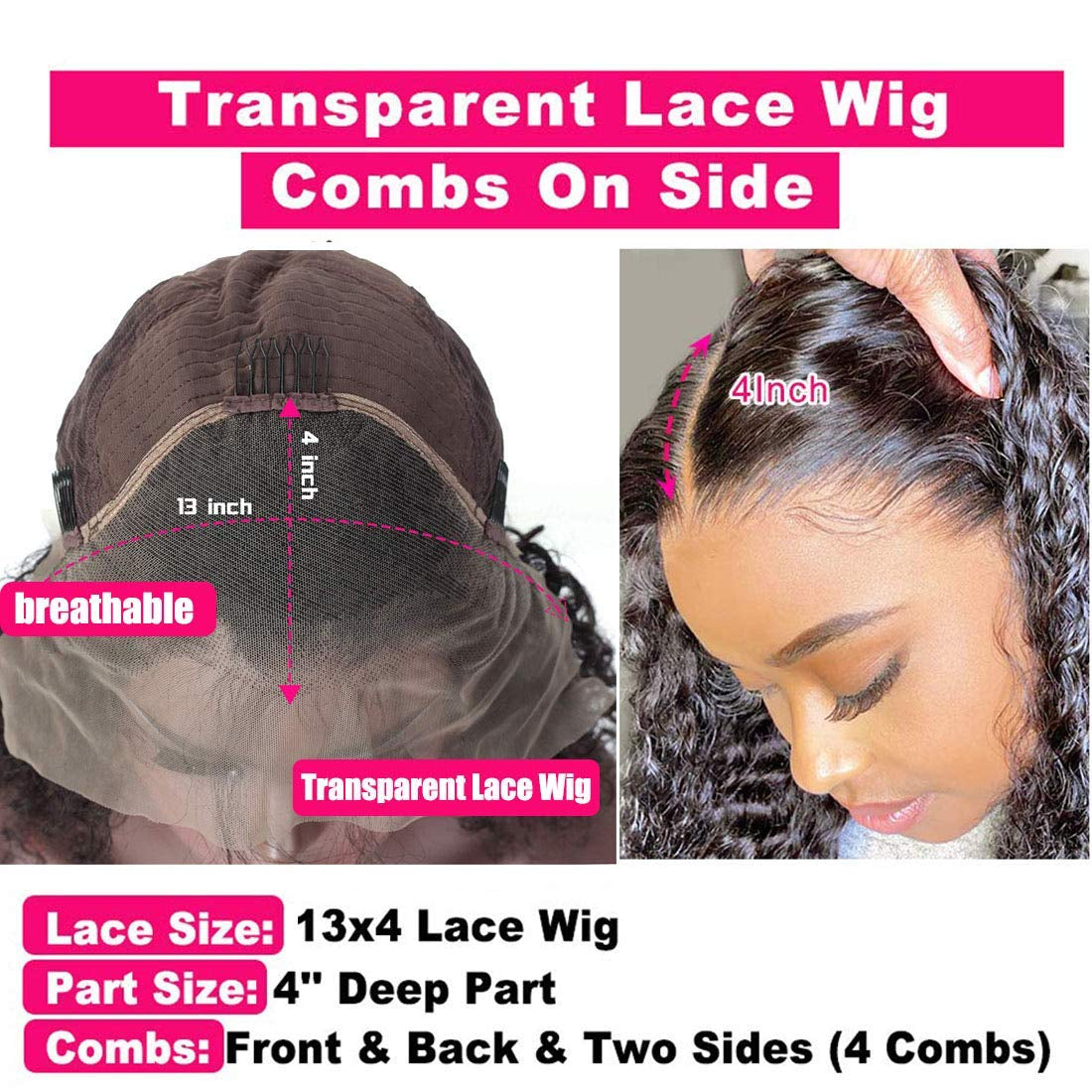 13X4 Lace Front Wigs HD Lace Wig Water Wave Long Curly Wig Glueless Pre Plucked with Baby Hair 24Inch