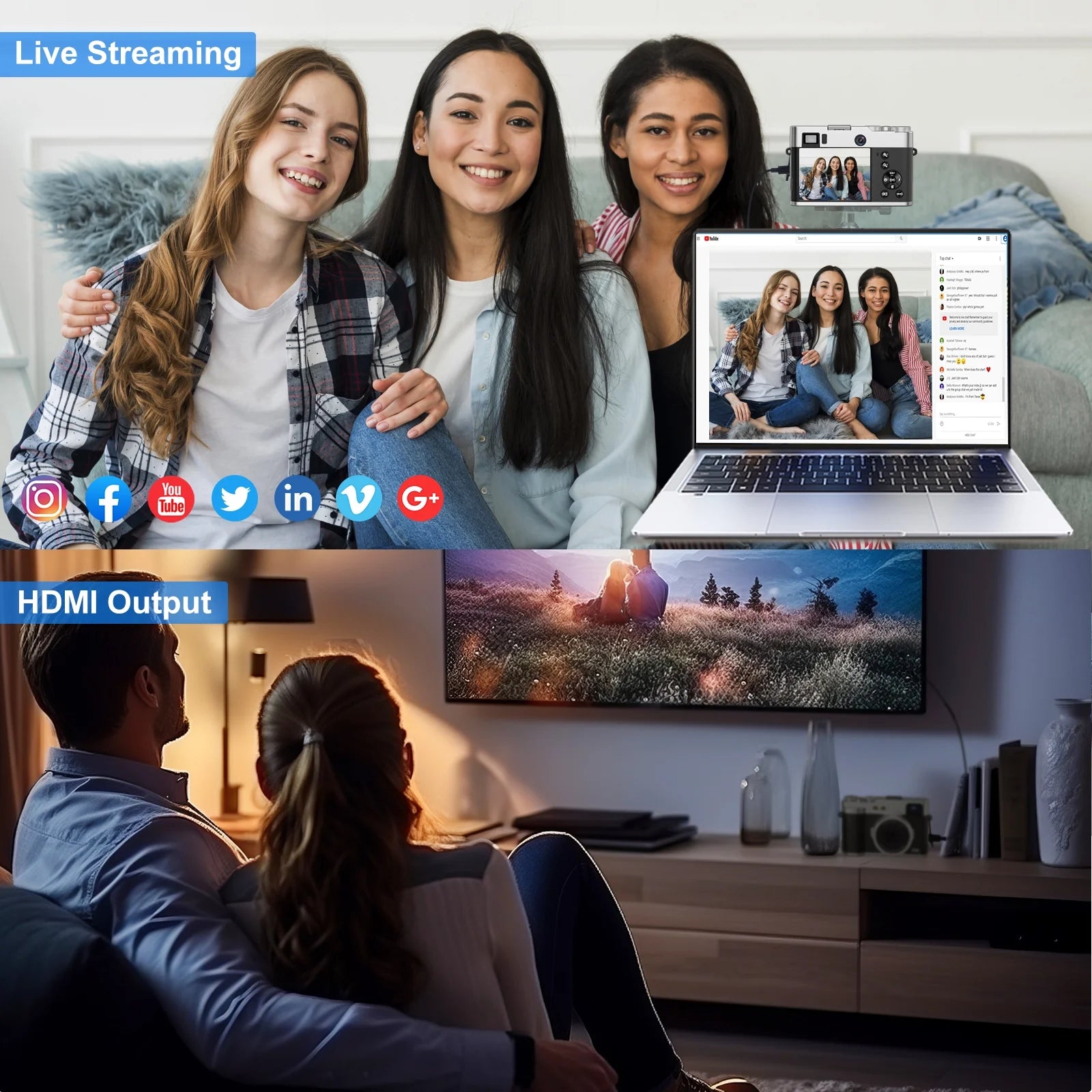 5K Digital Camera for Photography Wifi Autofocus 48MP Vlogging Camera for Youtube 16X Digital Zoom with Front and Rear Cameras with 32GB SD Card