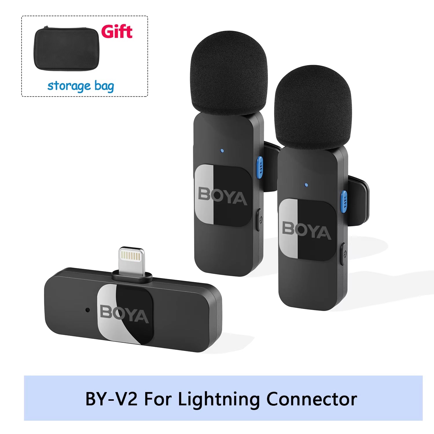 BY-V Professional Wireless Lavalier Mini Microphone for Iphone Ipad Android Live Broadcast Gaming Recording Interview Vlog