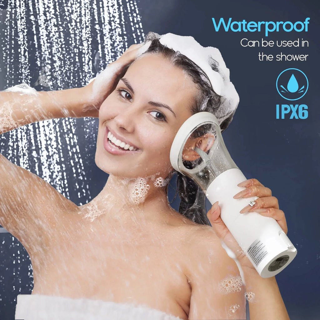 Ear Wax Removal with One-Piece Waste Tank, Ear Cleaner with Water Temperature Sensor, 4 Pressure Settings, Ear Cleaning Kit for Ear Wax Buildup & USB-C Cable, IPX6, White