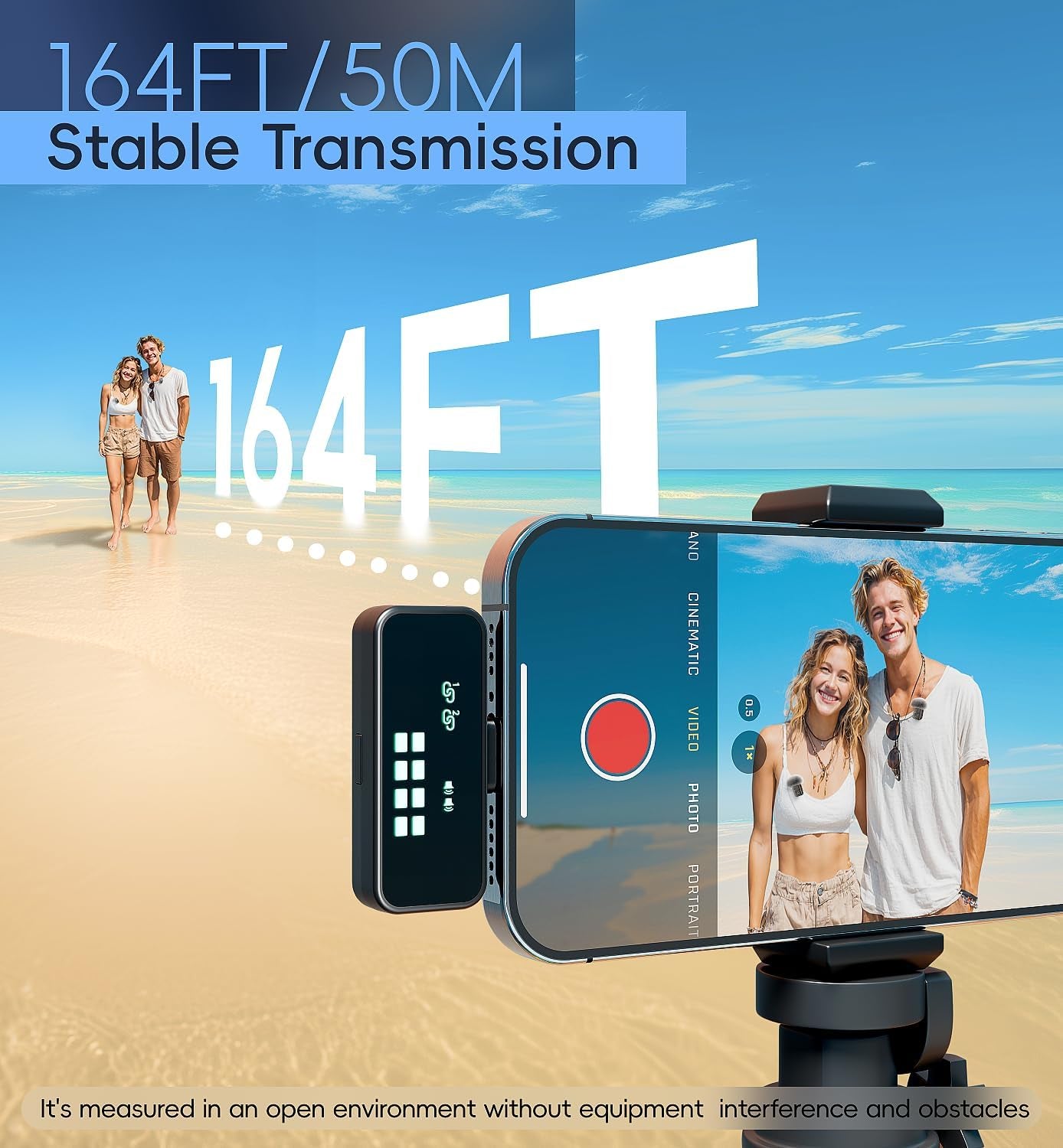 Microphone for Iphone 54Hrs Battery for Android/Pc/Ipad, Mini Microphone Noise Cancelling Wireless Lavalier Microphones for Video Recording Lapel Mic Clip on Mic for Podcast