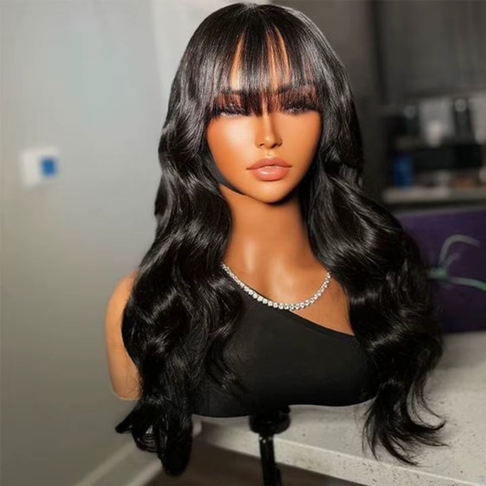 Human Hair Wigs for Women Bob Wig with Bangs Pink Colored Human Hair Wigs Blonde Brazilian Hair Wigs Body Wave Short Wigs