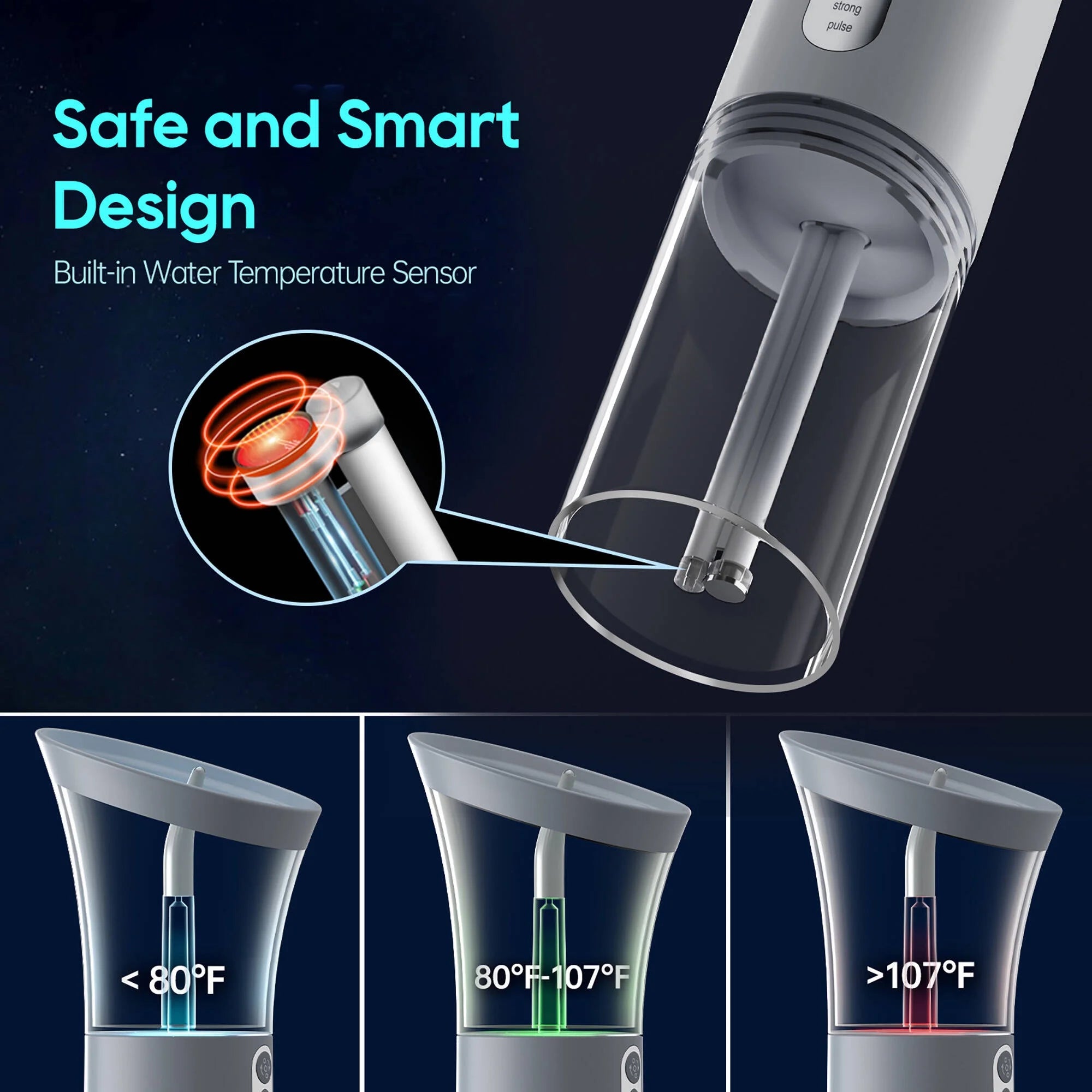 Ear Wax Removal with One-Piece Waste Tank, Ear Cleaner with Water Temperature Sensor, 4 Pressure Settings, Ear Cleaning Kit for Ear Wax Buildup & USB-C Cable, IPX6, Gray