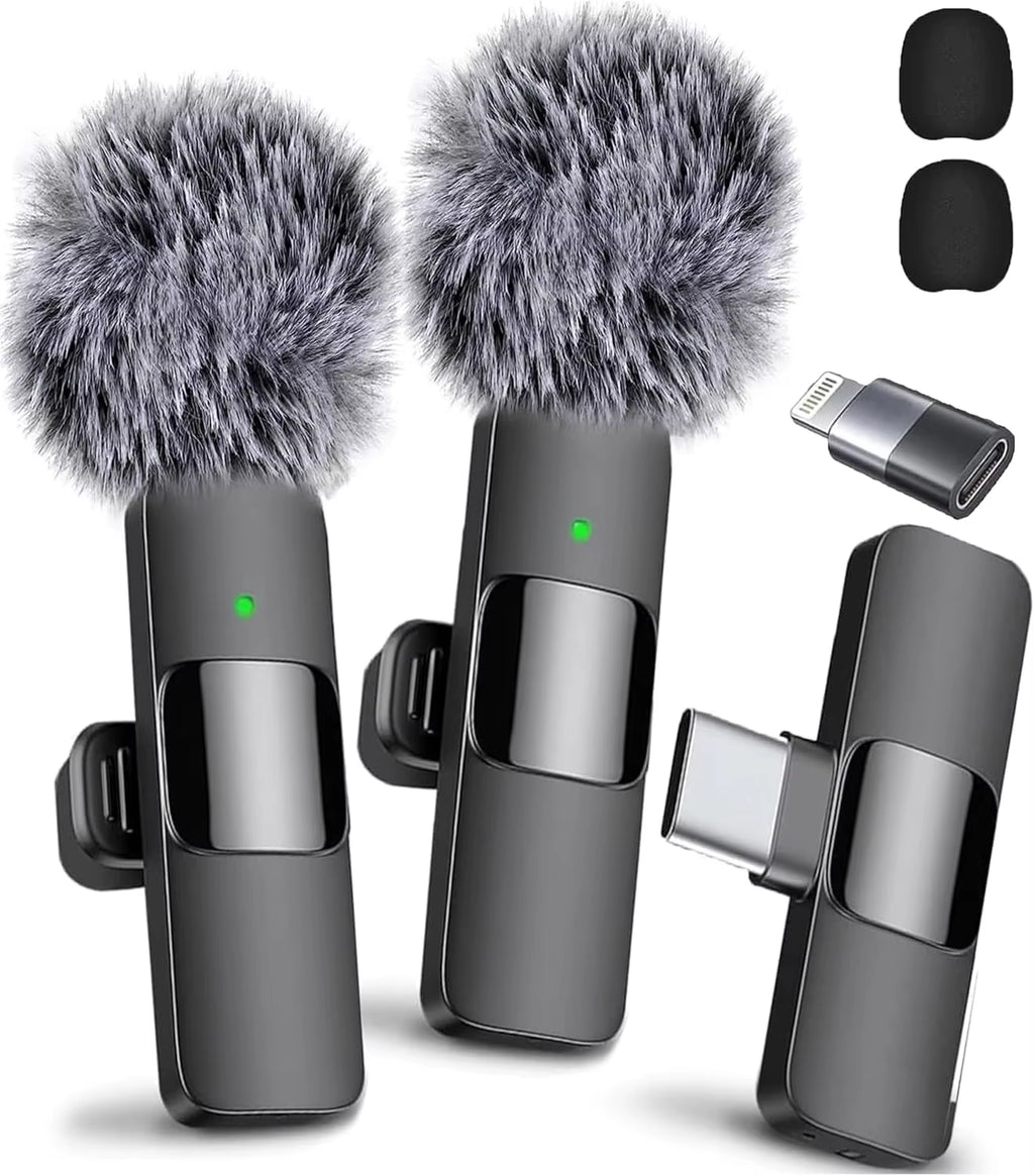 Professional Wireless Lavalier Lapel Microphone for Iphone Android Recording Mic for Interview Video Podcast Vlog Youtube