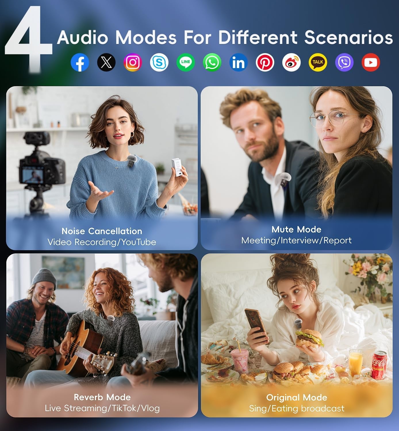 Microphone for Iphone 54Hrs Battery for Android/Pc/Ipad, Mini Microphone Noise Cancelling Wireless Lavalier Microphones for Video Recording Lapel Mic Clip on Mic for Podcast