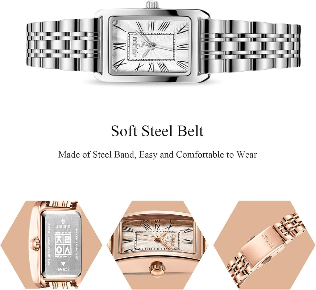 Fashion Women Watches Analogue Quartz Watch Minimalist Dial with Stainless Steel Strap Waterproof Elegant Wrist Watch for Ladies