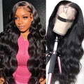 13X4 Full Frontal HD Lace Wigs for Women Human Hair Ture to Length Super Soft Body Wave Wigs Glueless Human Hair Pre Plucked Hairline Bleached Knots Are Small Jet Black 32Inch