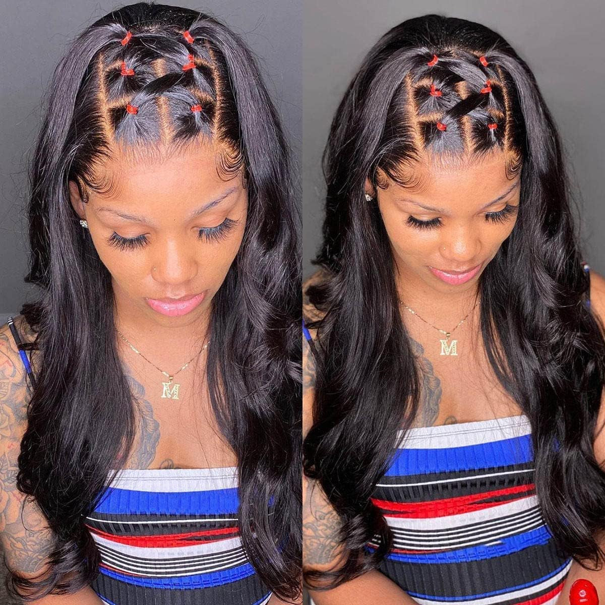 13X4 Full Frontal HD Lace Wigs for Women Human Hair Ture to Length Super Soft Body Wave Wigs Glueless Human Hair Pre Plucked Hairline Bleached Knots Are Small Jet Black 32Inch