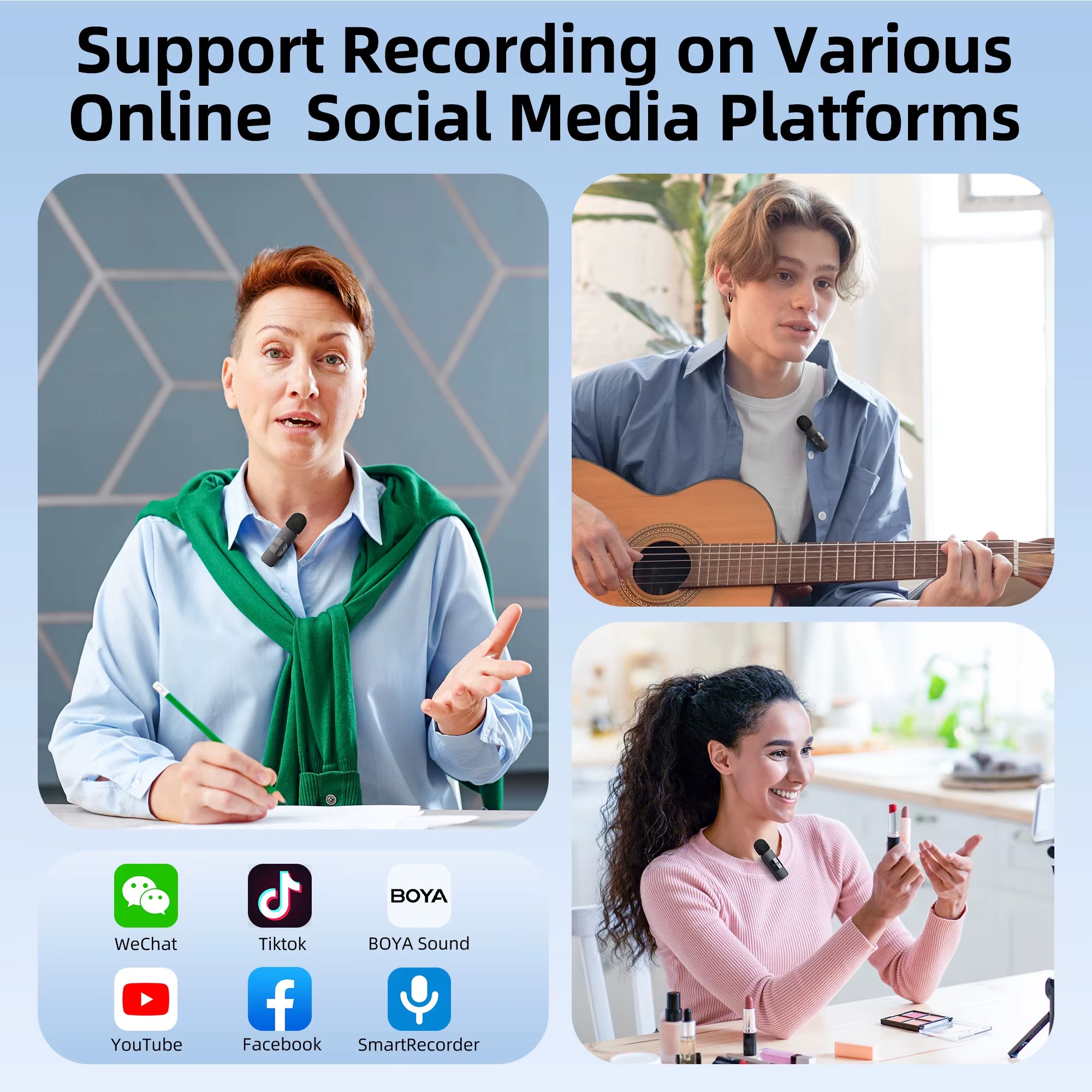 BY-V Professional Wireless Lavalier Mini Microphone for Iphone Ipad Android Live Broadcast Gaming Recording Interview Vlog