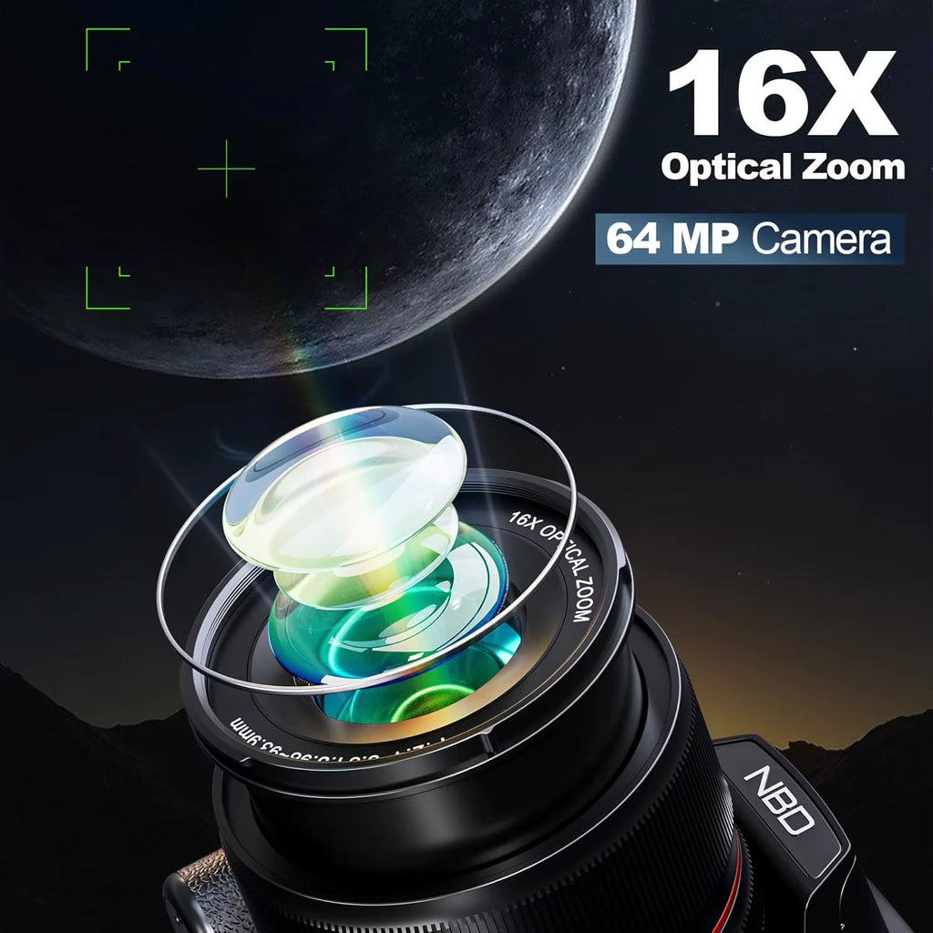 5K Digital Cameras for Photography 16X Optical Zoom Camera with Wifi & App Control, Vlogging Camera with 180°Flipable Screen