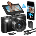 5K Digital Camera for Photography with Wifi, 75MP Vlogging Camera for Youtube with 3" 180° Flip Screen, 18X Digital Zoom Photography Camera with 32GB Micro SD Card & 2 Batteries(Black)