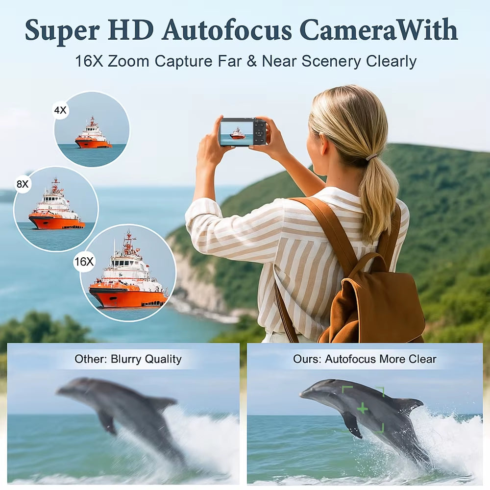 Compact Digital Camera 5K 72MP 2.8'' Screen LCD Screen 16X Digital Zoom Vintage Photography Vlog Video Recorder Youtube
