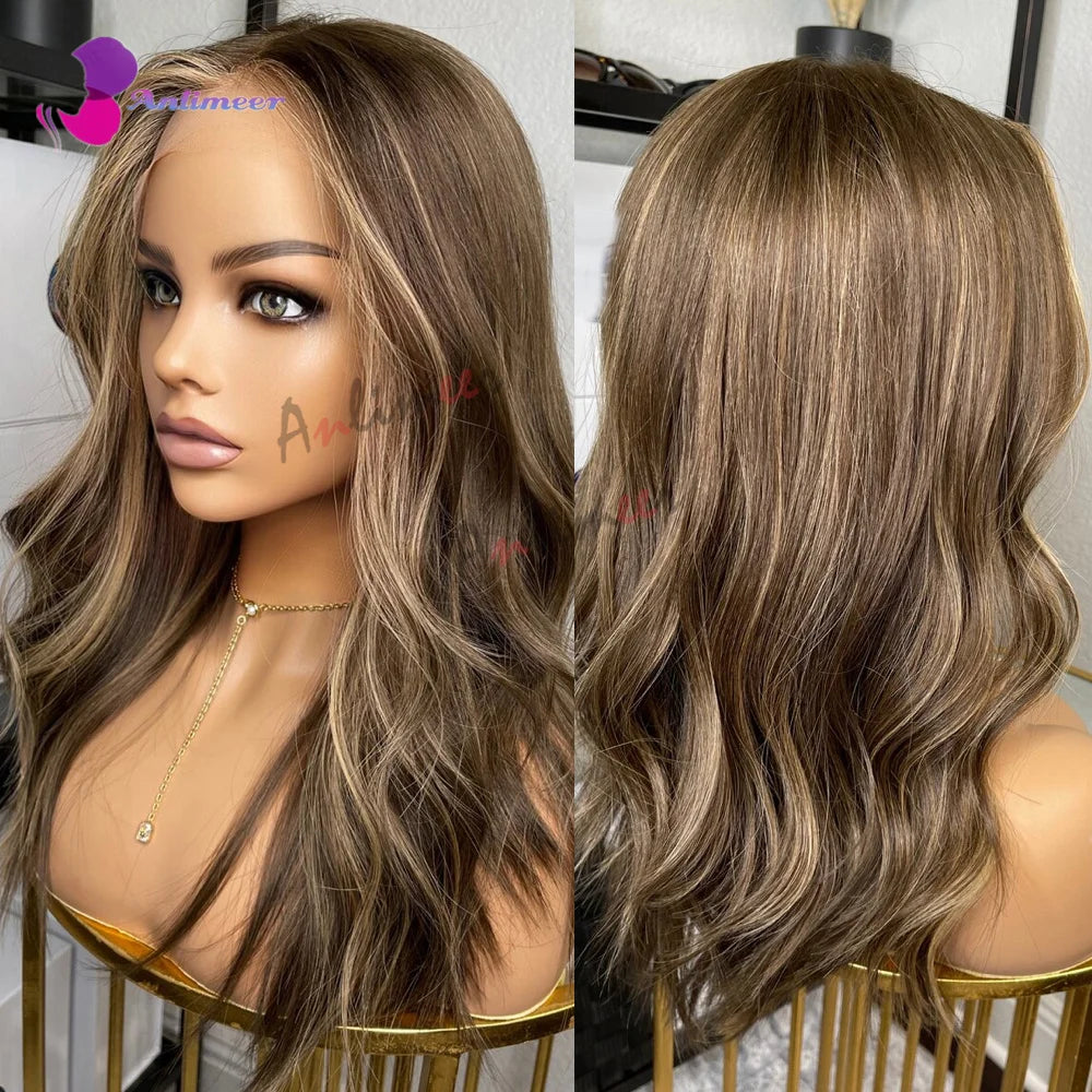 Highlighted Wigs 13X6 Lace Front Wigs 100% Human Hair Wigs 180 Density Body Wave Wigs for White Women Real Human Hair