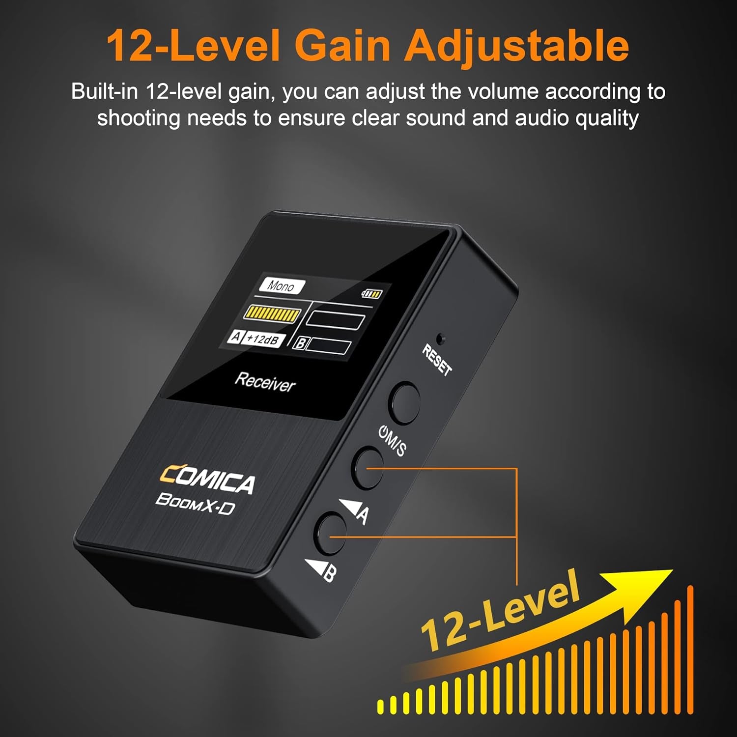 Boomx-D1 - Wireless Microphone System for Cameras, Camcorders, Smartphones, Laptops, Compact Wireless Lavalier Lapel Microphone with Noise Reduction, Low Latency, Monitoring, Muting