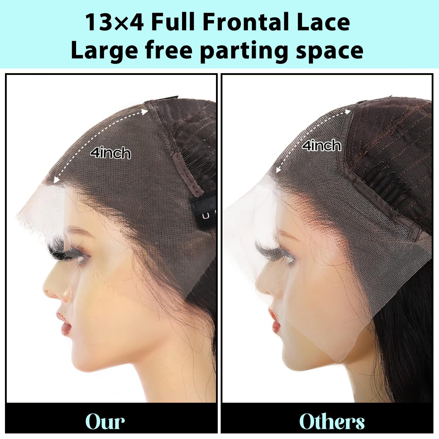 13X4 Full Frontal HD Lace Wigs for Women Human Hair Ture to Length Super Soft Body Wave Wigs Glueless Human Hair Pre Plucked Hairline Bleached Knots Are Small Jet Black 32Inch